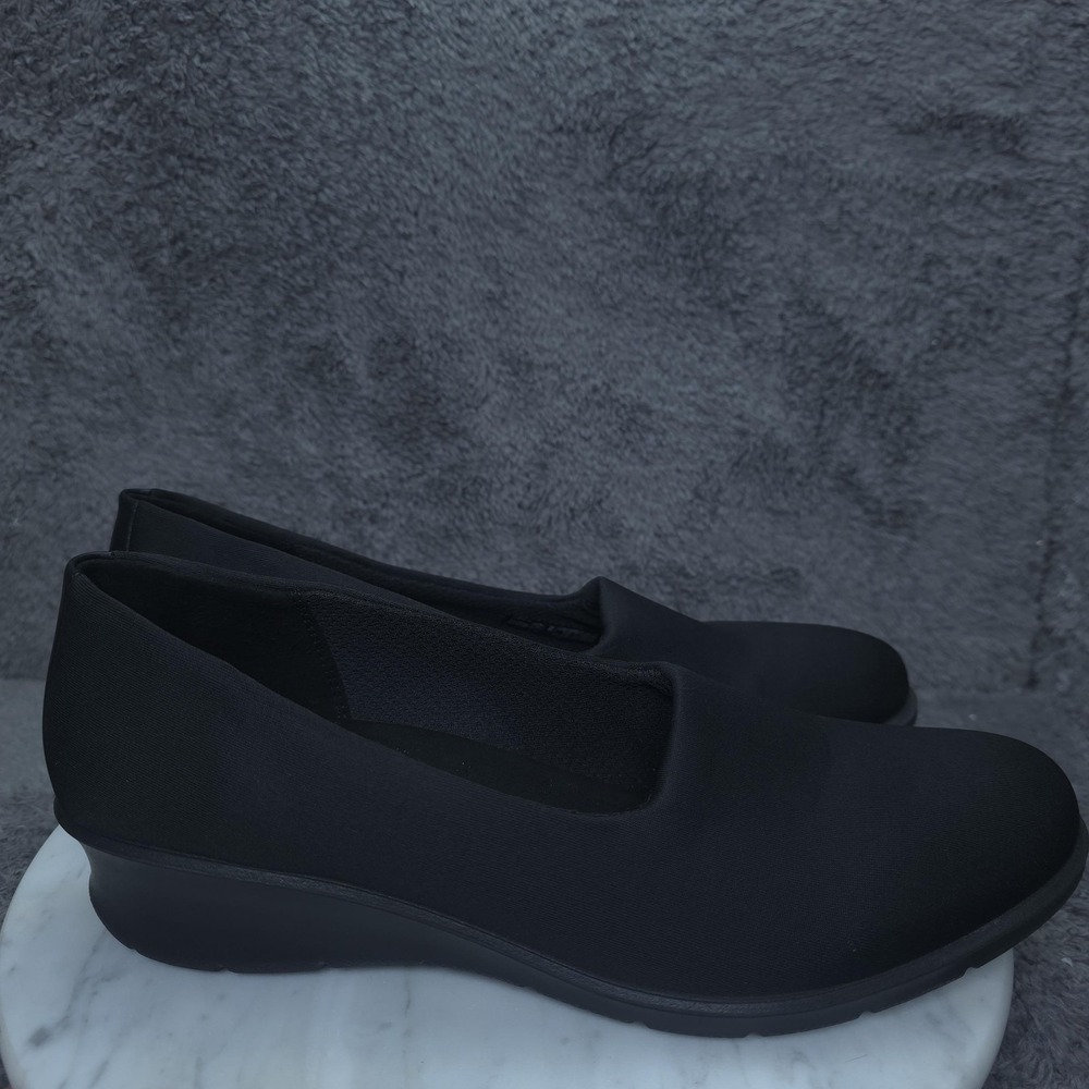 ECCO Shoes Womens Size 10 Black Fabric Slip On Flats Comfort Walking Casual